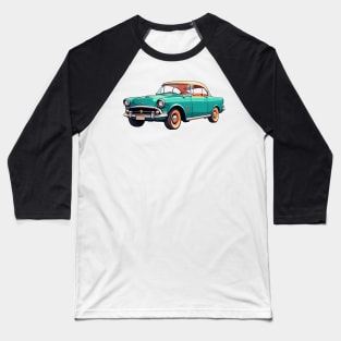 Colored Classic Car Design in Vibrant Vector Style Baseball T-Shirt